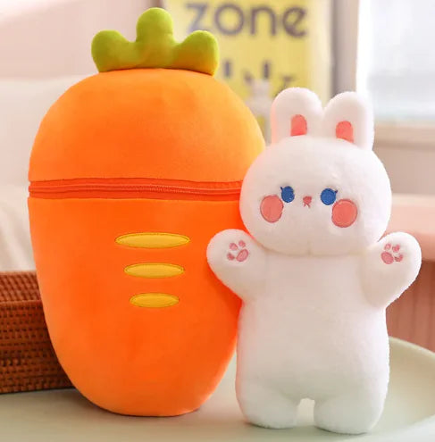 30-80CM Creative Strawberry Carrot Plush Bag Kawaii Pig Rabbit Hidden in it Soft Stufffed Pillow [Private Listing U1097403]