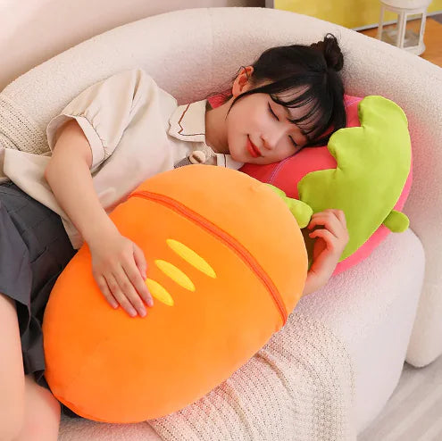 30-80CM Creative Strawberry Carrot Plush Bag Kawaii Pig Rabbit Hidden in it Soft Stufffed Pillow [Private Listing U1097403]