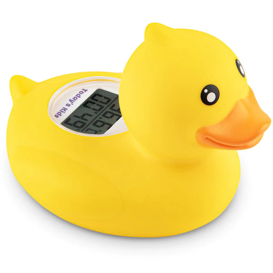 Todays Kids Duck Baby Bath Thermometer & Clock - Fahrenheit & Celsius Baby Bath Thermometer Baby Thermometer for Baby Essentials - Room & Water Thermometer - Soft Material Baby Bath Products