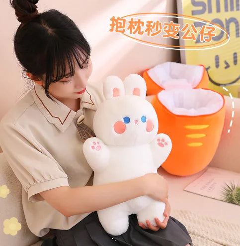 30-80CM Creative Strawberry Carrot Plush Bag Kawaii Pig Rabbit Hidden in it Soft Stufffed Pillow [Private Listing U1097403]